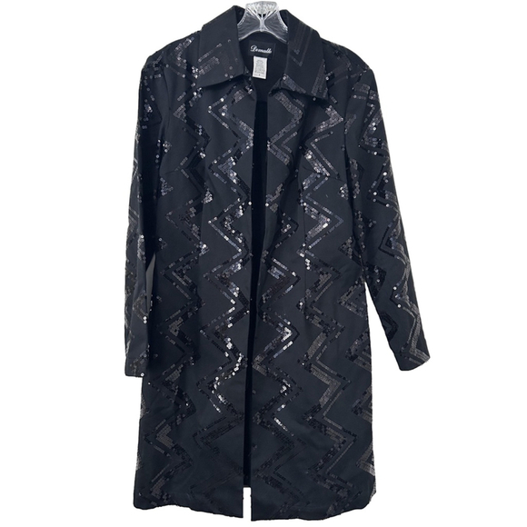 Domallo Jackets & Blazers - Vintage Domallo Long Blazer Size 6 Black Sequin